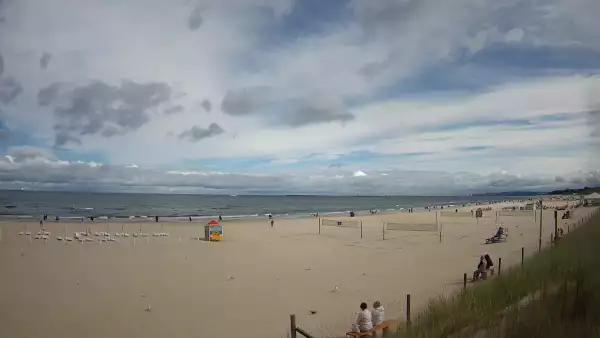 Kamera na plażę w Świnoujściu na żywo przepływające promy.