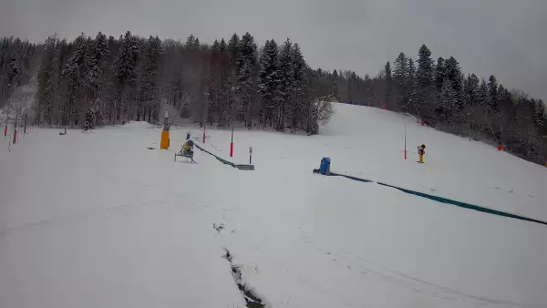 Kamera prezentuje widok na wyciąg orczykowy w Szczyrk Mountain Resort.