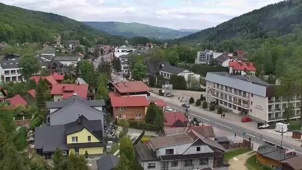 SZCZYRK - widok z kamery na deptak w Szczyrku