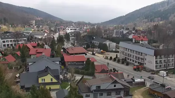 SZCZYRK - widok z kamery na deptak w Szczyrku