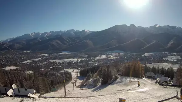 Widok z Kamery na trasy zjazdowe na Polanie Szymoszkowej w Zakopanem