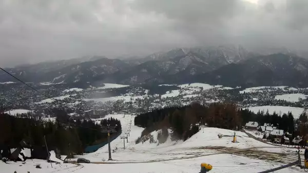 Widok z Kamery na trasy zjazdowe na Polanie Szymoszkowej w Zakopanem