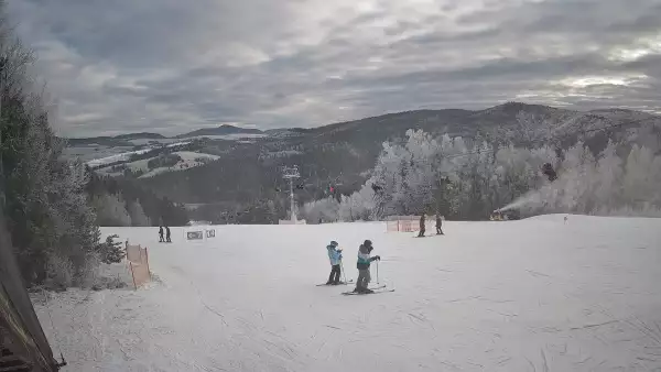 Tylicz.ski widok na trasę zjazdową z górnej części ośrodka