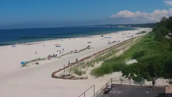 Obraz na żywo z plaży w Ustce, nadmorską promenadę i punkt widokowy