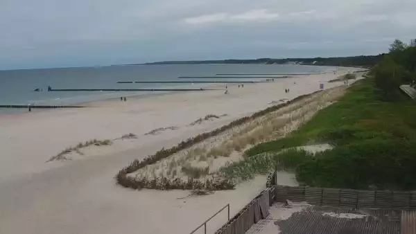Obraz na żywo z plaży w Ustce, nadmorską promenadę i punkt widokowy