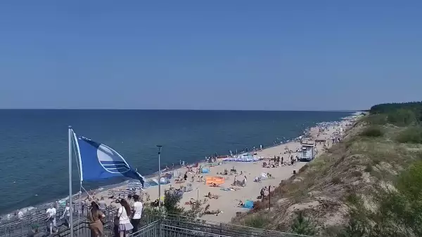 Łazy - widok na plażę w obrotowej kamery