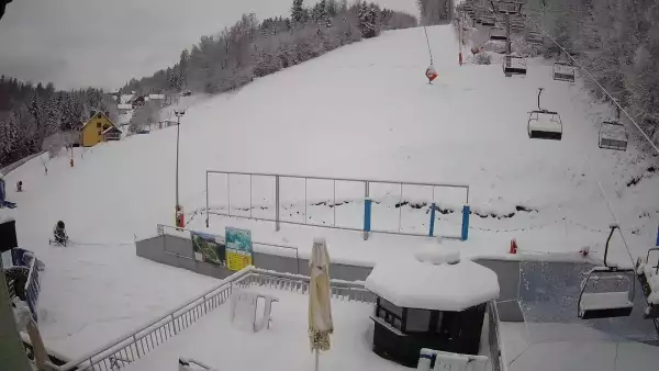 Widok na bramki i kolej linową w SOSZOWIE.