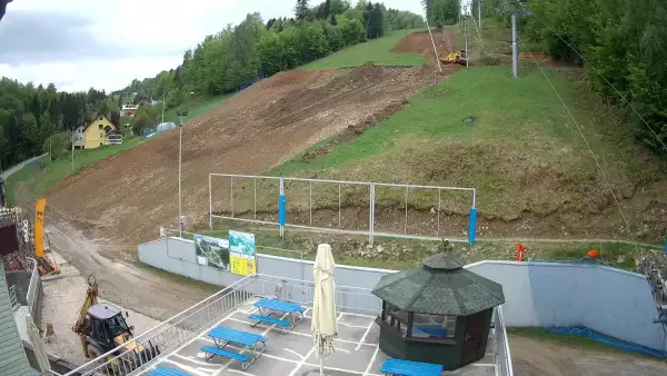Widok na bramki i kolej linową w SOSZOWIE.