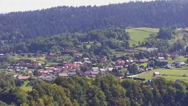 Widok na Jezioro Solińskie z wsi Wołkowyja