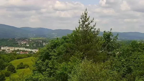 Widok z Kamery na panoramę Żywca i okolic.