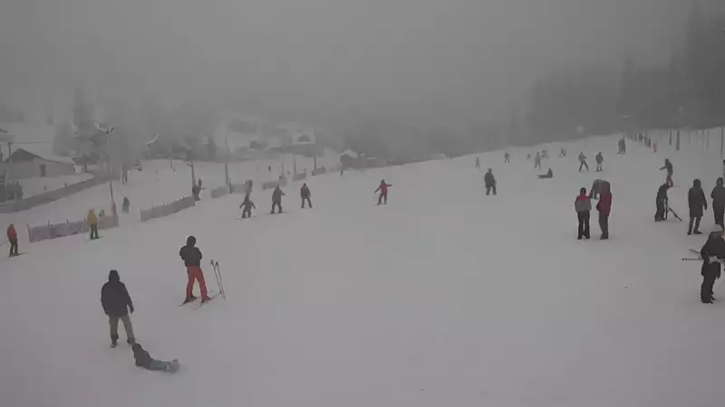 Widok z kamery na stok Biały Krzyż w Szczyrku.