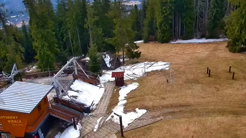 Widok z kamery na górnej stacji PKL na Butorowym Wierchu