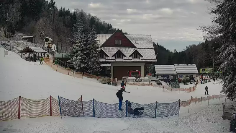 Kamera na żywo na stok Czarny- Groń w Rzykach.