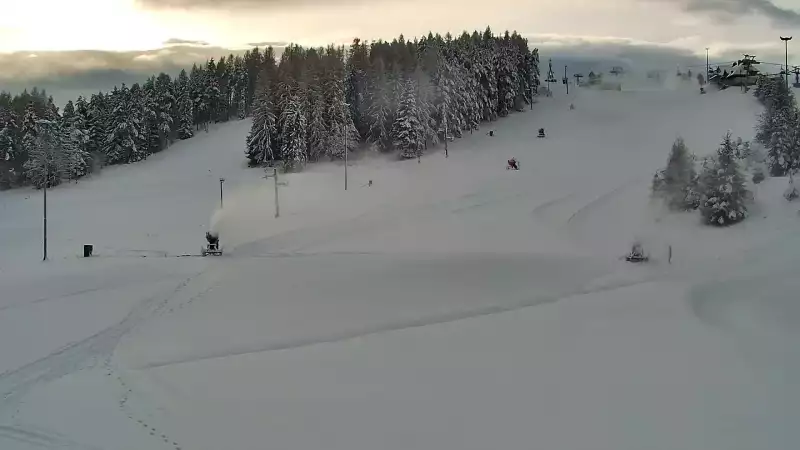 Widok na dolny odcinek trasy orczykowej stacji narciarskiej Czorsztyn-Ski Kluszkowce