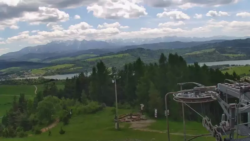 Kamera prezentuje panoramę gór z ośrodka narciarskiego Czorsztyn ski - Kluszkowce