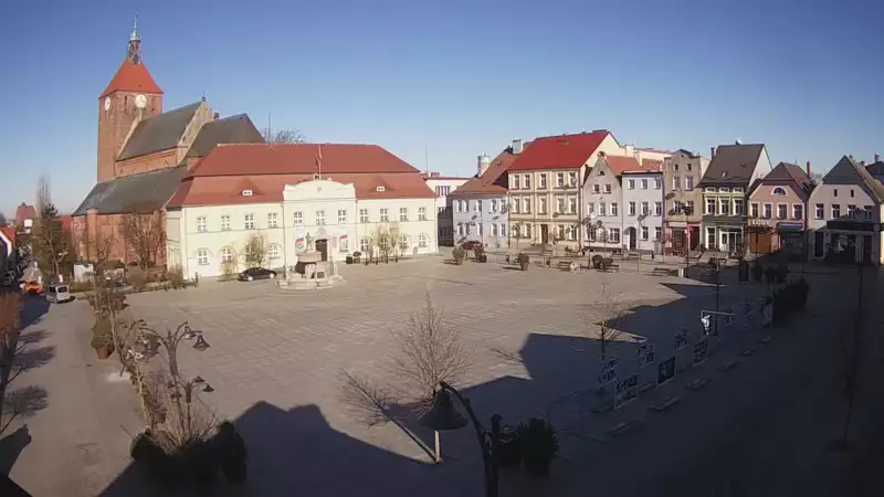 Kamera w Darłowie skierowana na Plac Kościuszki.