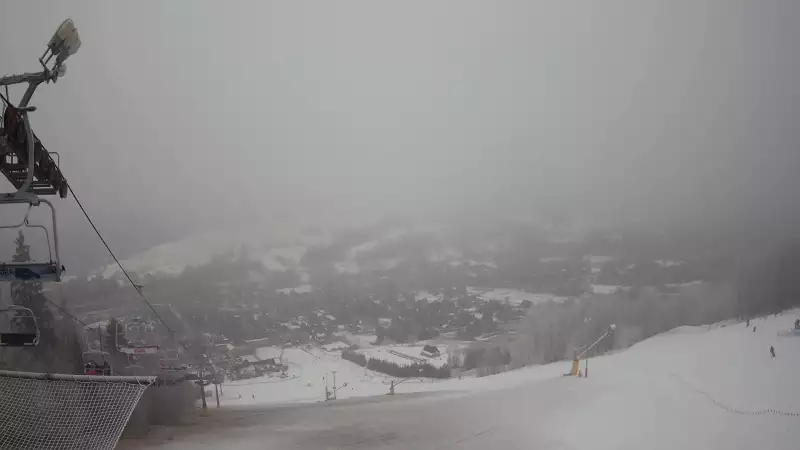 Widok z górnego odcinka Ośrodka Narciarskiego Harenda.