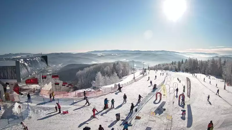 Jaworzyna Krynicka - widok z kamery na kolej Harnaś Express NOWOŚĆ