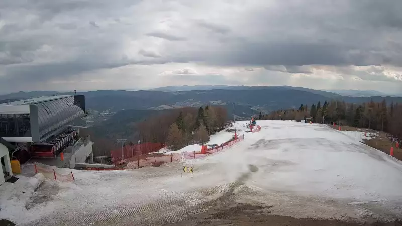 Jaworzyna Krynicka - widok z kamery na kolej Harnaś Express NOWOŚĆ