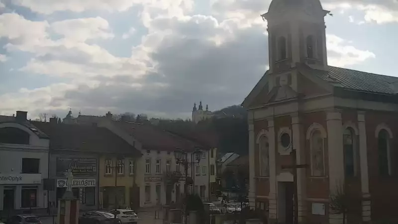 Ujęcie z kamery na Kalwarie Zebrzydowską założoną w pierwszej poł. XVII w.