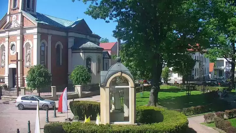 Ujęcie z kamery na Kalwarie Zebrzydowską założoną w pierwszej poł. XVII w.