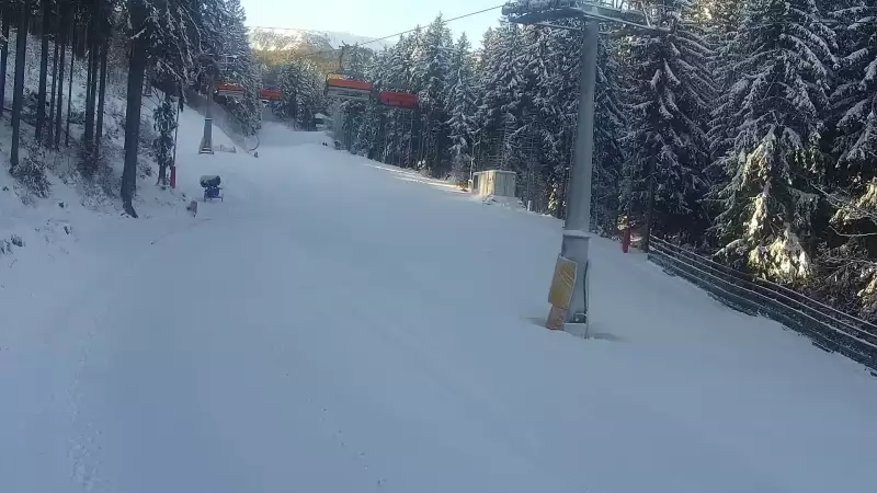 Widok z Kamery trasę narciarską w Karpacz Biały Jar.