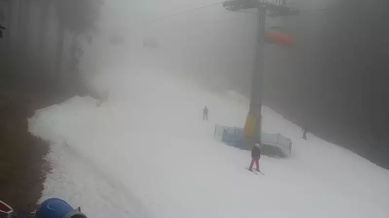 Widok z Kamery trasę narciarską w Karpacz Biały Jar.