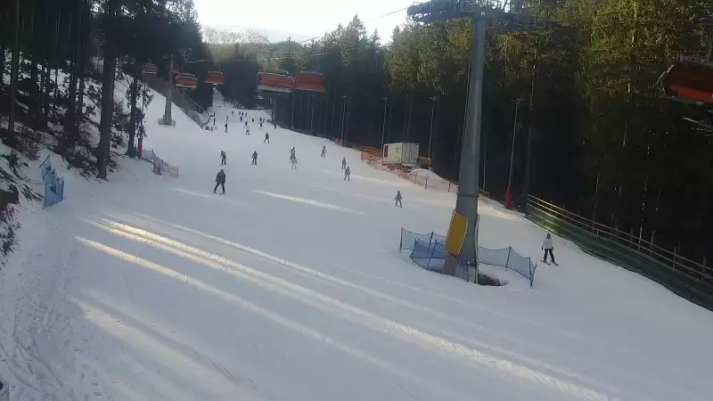 Widok z Kamery trasę narciarską w Karpacz Biały Jar.