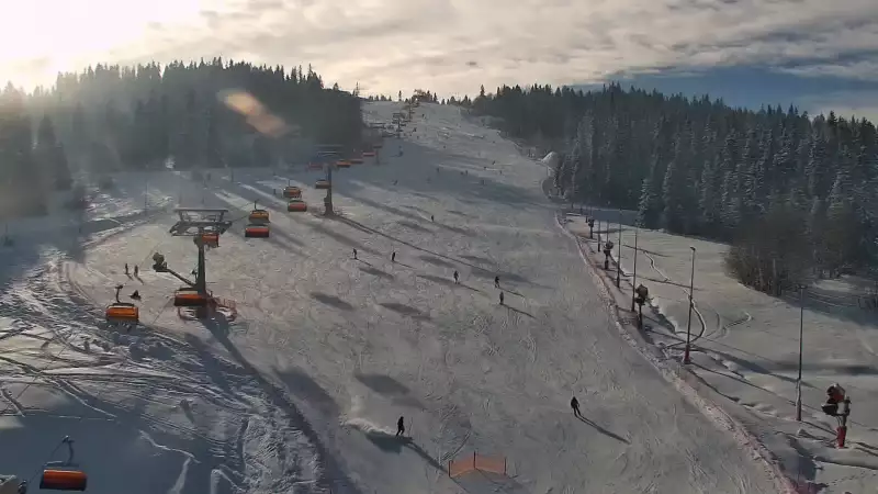 Widok na jedną z dziewięciu kolei krzesełkowej na Kotelnicy - trasa nr 9 - Remiaszów