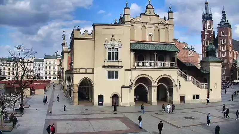 Kamera obrotowa z widokiem na Rynek Główny w Krakowie od strony ulicy Brackiej