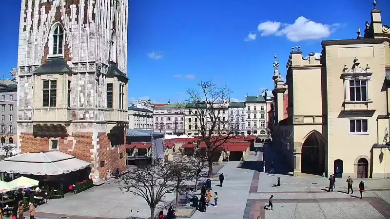 Kamera obrotowa z widokiem na Rynek Główny w Krakowie od strony ulicy Brackiej