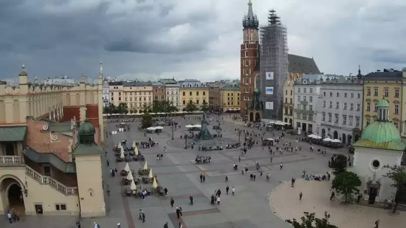 Widok na Kościół Mariacki w Krakowie.