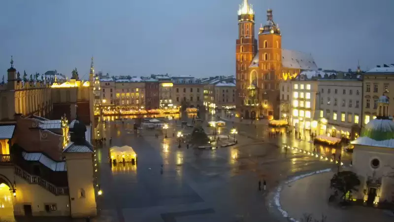 Widok na Kościół Mariacki w Krakowie.