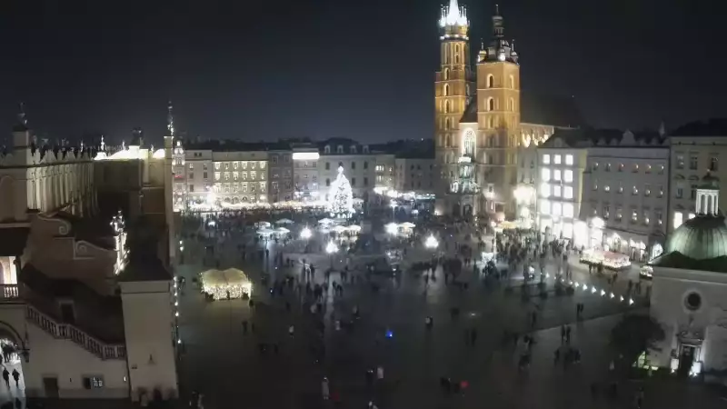 Widok na Kościół Mariacki w Krakowie.