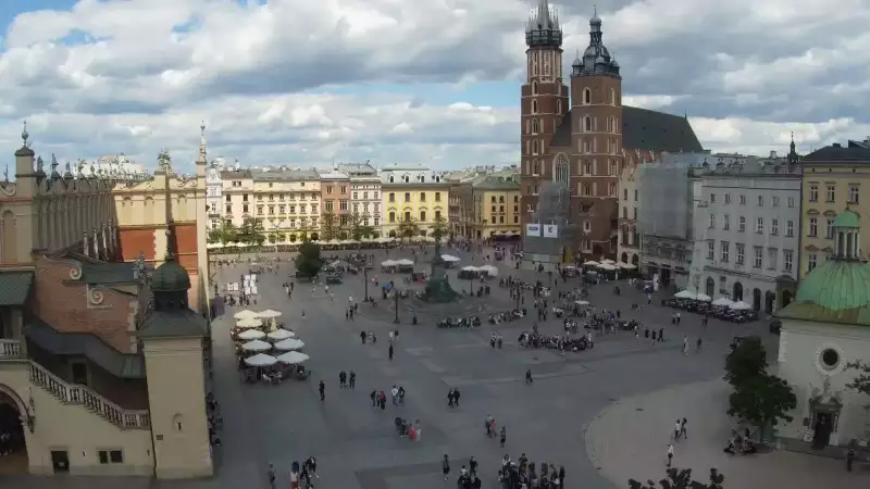 Widok na Kościół Mariacki w Krakowie.