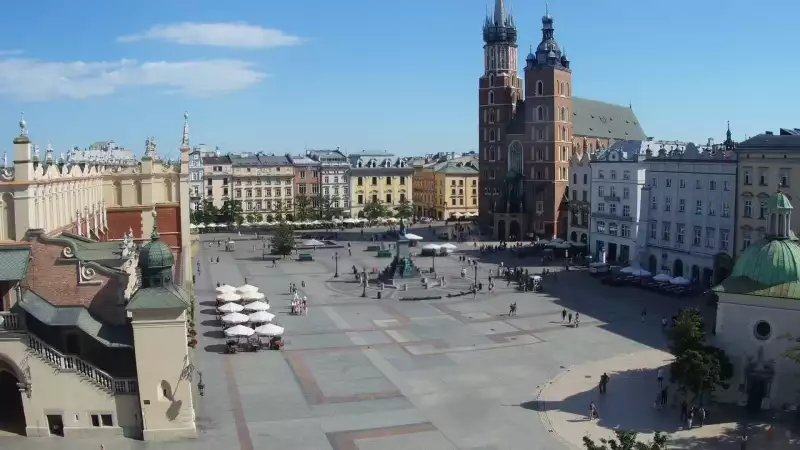 Widok na Kościół Mariacki w Krakowie.