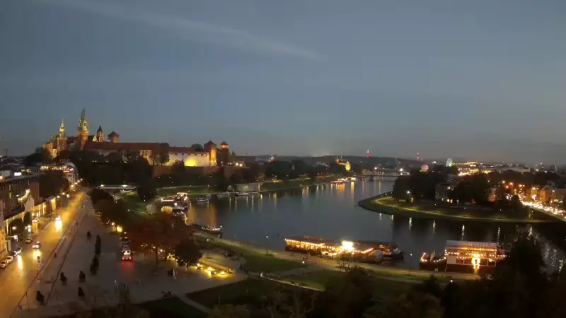 Zamek Królewski na wawelu oraz Wisła w oku kamery.