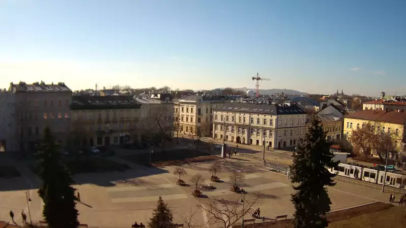 Ujęcie z kamery na Rynek Podgórski w Krakowie.