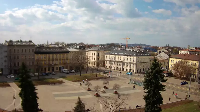 Ujęcie z kamery na Rynek Podgórski w Krakowie.