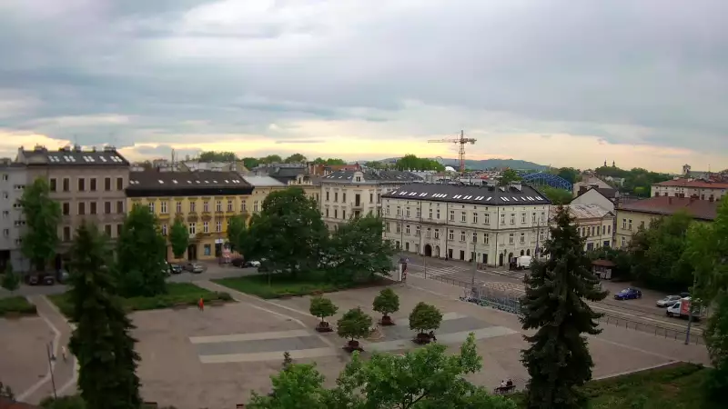 Ujęcie z kamery na Rynek Podgórski w Krakowie.