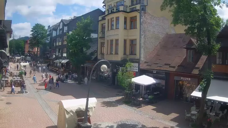 ZAKOPANE - widok z kamery na deptak