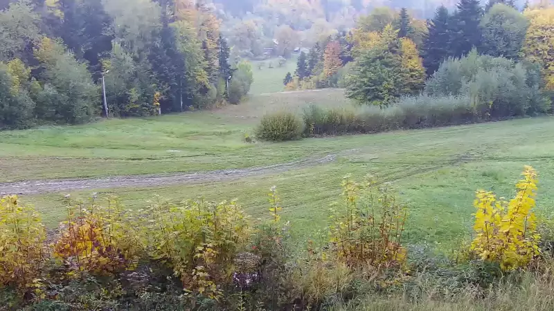 Widok na środkową część trasy zjazdowej w stacji narciarskiej Laskowa Ski