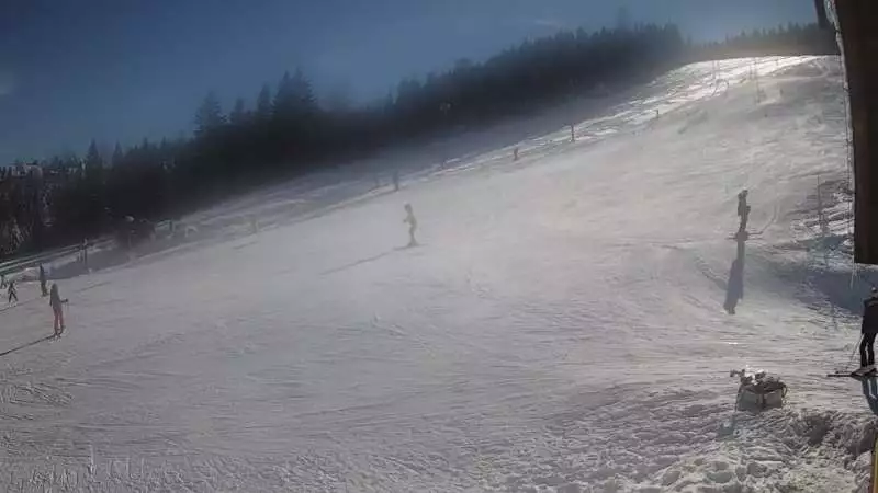 Obraz z kamery umieszczonej w dolnej części stoku Lubomierz-Ski