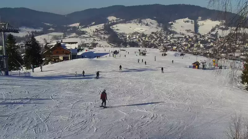 Obraz online z górnej stacji kompleksu Master-ski w Tyliczu