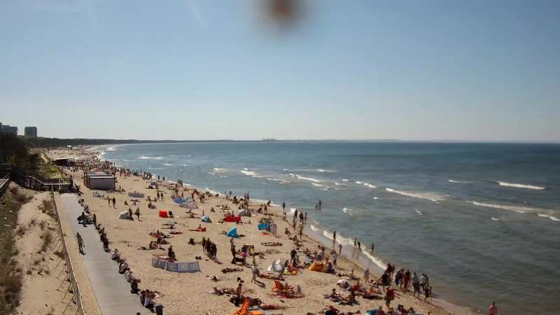 Międzyzdroje plaża zachód cudowny widok z kamery online.
