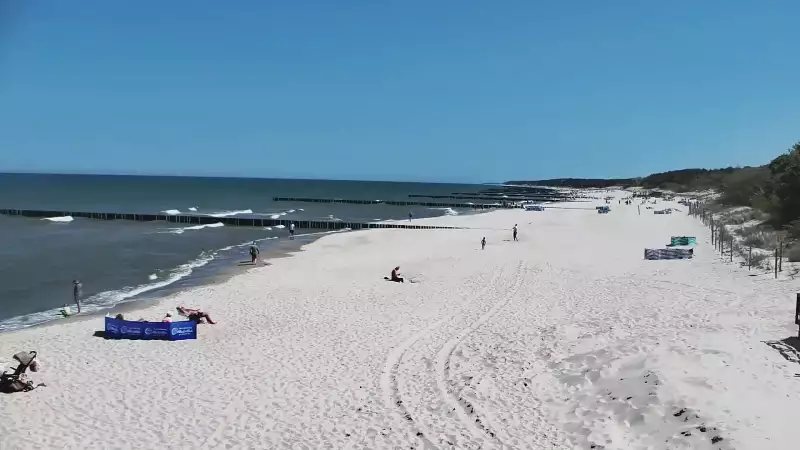 Widok z kamery na molo i plażę w Niechorzu - NOWOŚĆ