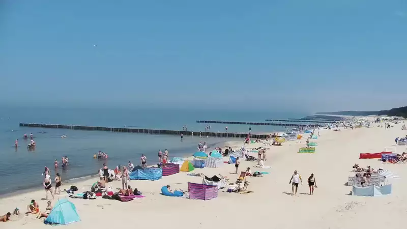 Widok z kamery na molo i plażę w Niechorzu - NOWOŚĆ