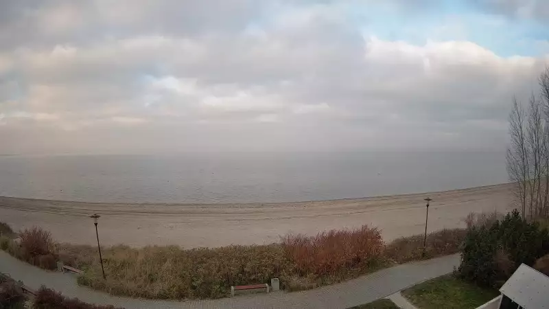 Widok na Promenadę i Plażę w REWIE. Sporty wodne Zatoka Pucka