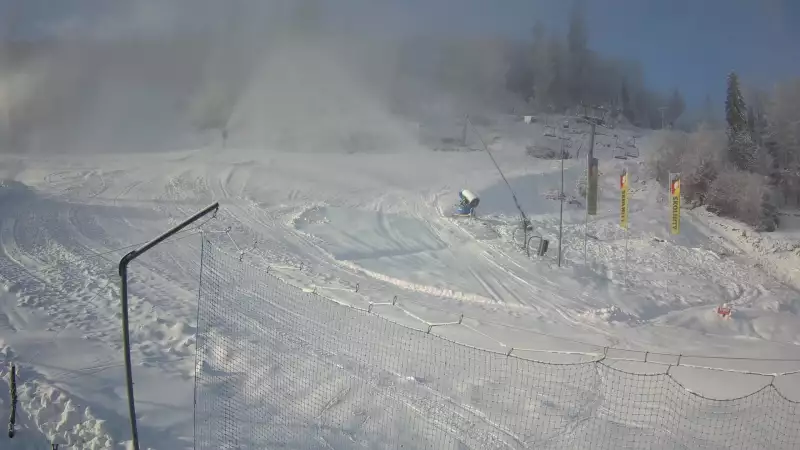 Widok na trasy zjazdowe w stacji narciarskiej Skolnity w Wiśle
