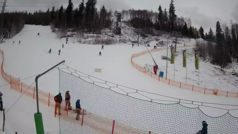 Widok na trasy zjazdowe w stacji narciarskiej Skolnity w Wiśle